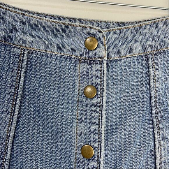 Vtg 90s Y2K  Womens Denim Midi Skirt Size 4 Buttoned Down Striped Hippie Western - Picture 7 of 14